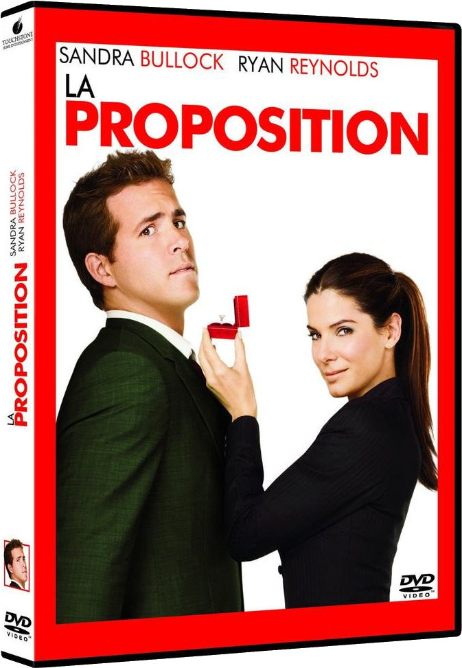 Couverture du film 'La Proposition'. Avec Sandra Bullock et Ryan Reynolds.