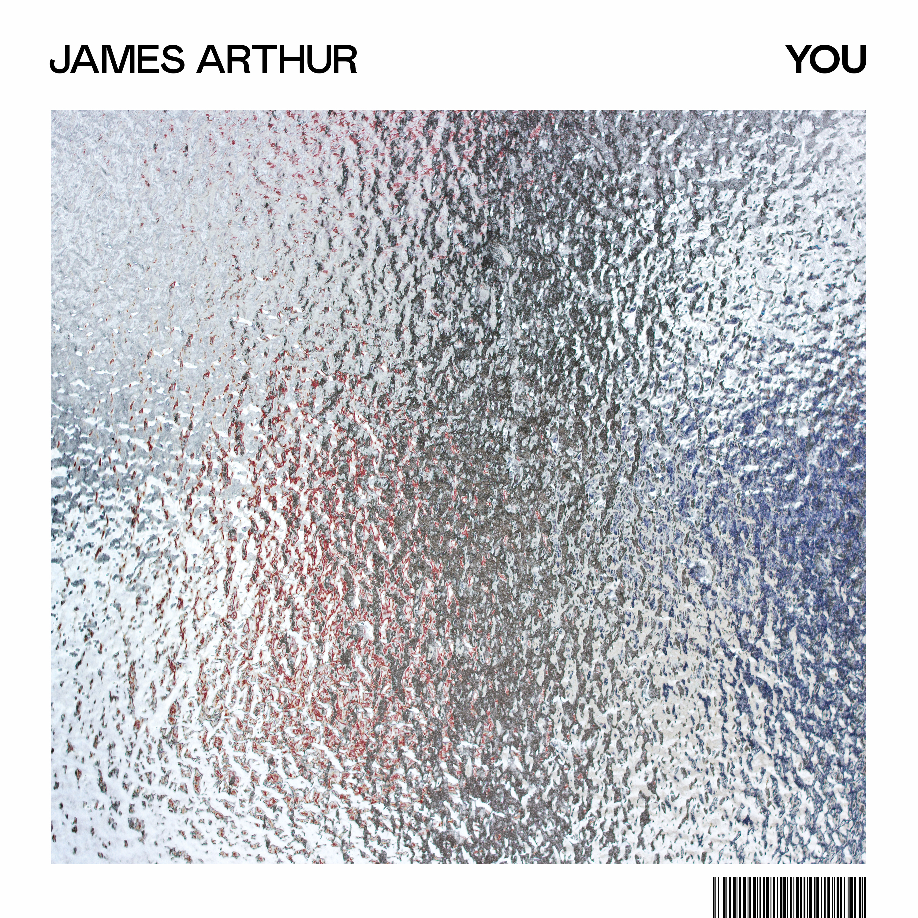 Albumcover von James Arthur, mit strukturiertem Glaseffekt und seinem Namen.