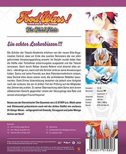 Rückseite einer DVD-Hülle für 'Food Wars! Shokugeki no Soma: The Third Plate'.