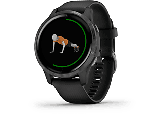 Smartwatch GARMIN Venu Smartwatch Faserverstärktes Polymer mit  Polymergehäuse hinten Silikon, 43.2x43.2x12.4 mm, für einen  Handgelenkumfang von 125 bis 190 mm, Schwarz/Schiefergrau | MediaMarkt