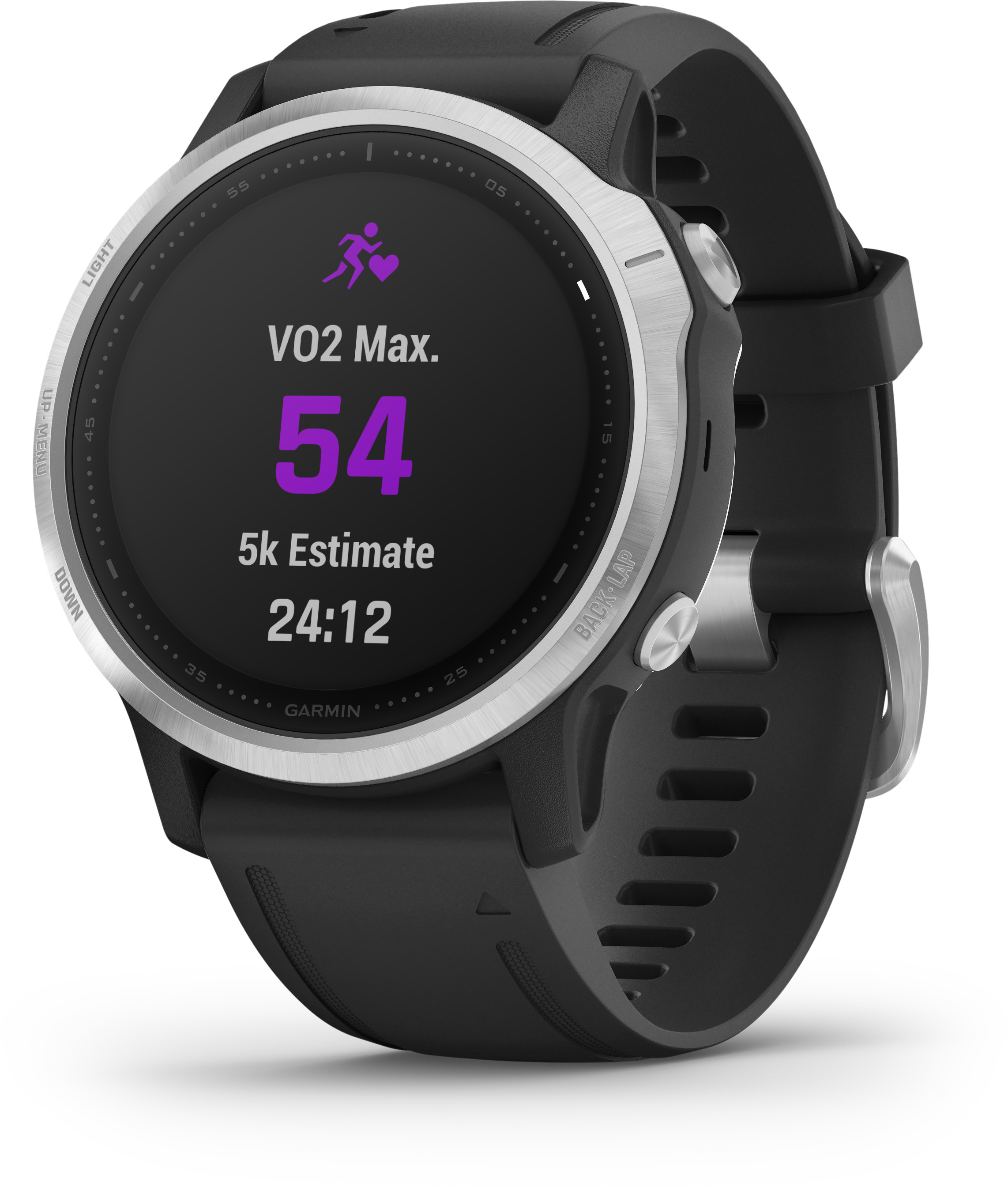 GARMIN Fenix 6s Silver Smartwatch Polymer mit Metallgehäuse Silikon, 108-182 mm, Schwarz/Silder