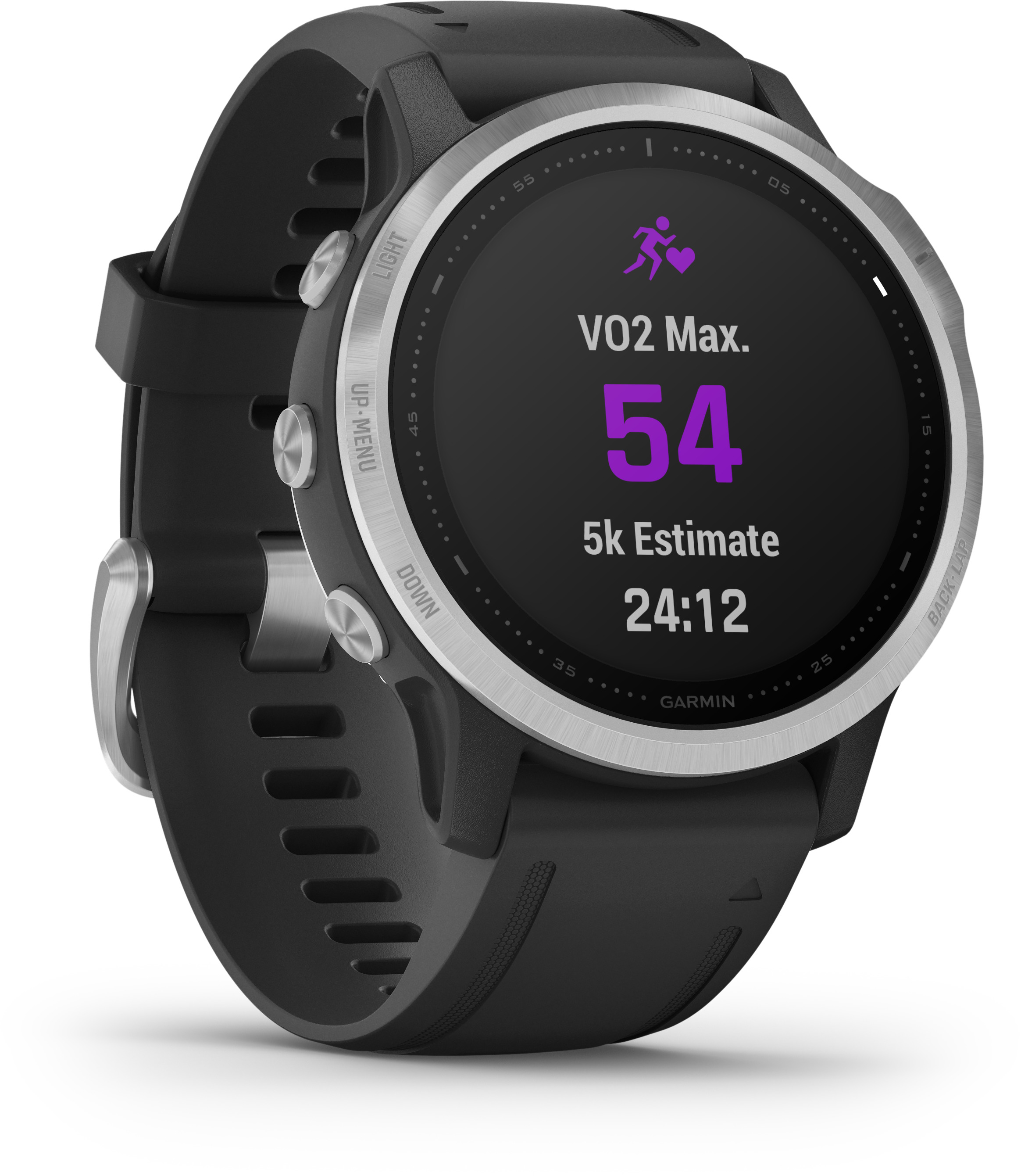 GARMIN Fenix 6s Silver Smartwatch Polymer mit Metallgehäuse Silikon, 108-182 mm, Schwarz/Silder