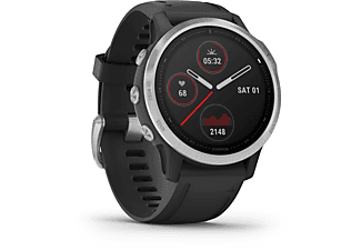 GARMIN Fenix 6s Silver Smartwatch Polymer mit Metallgehäuse Silikon, 108-182 mm, Schwarz/Silder