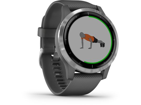 GARMIN Vivoactive 4 Smartwatch Polymer Silikon, k.A., Dunkelgrau/Silber