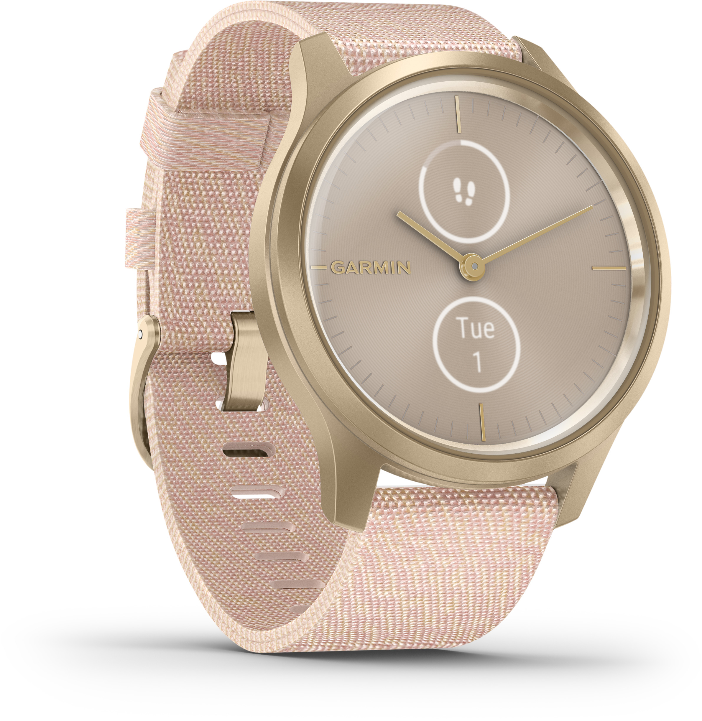 GARMIN Vivomove Style Smartwatch Aluminium Nylon, k.A., Weißgold/Rosa