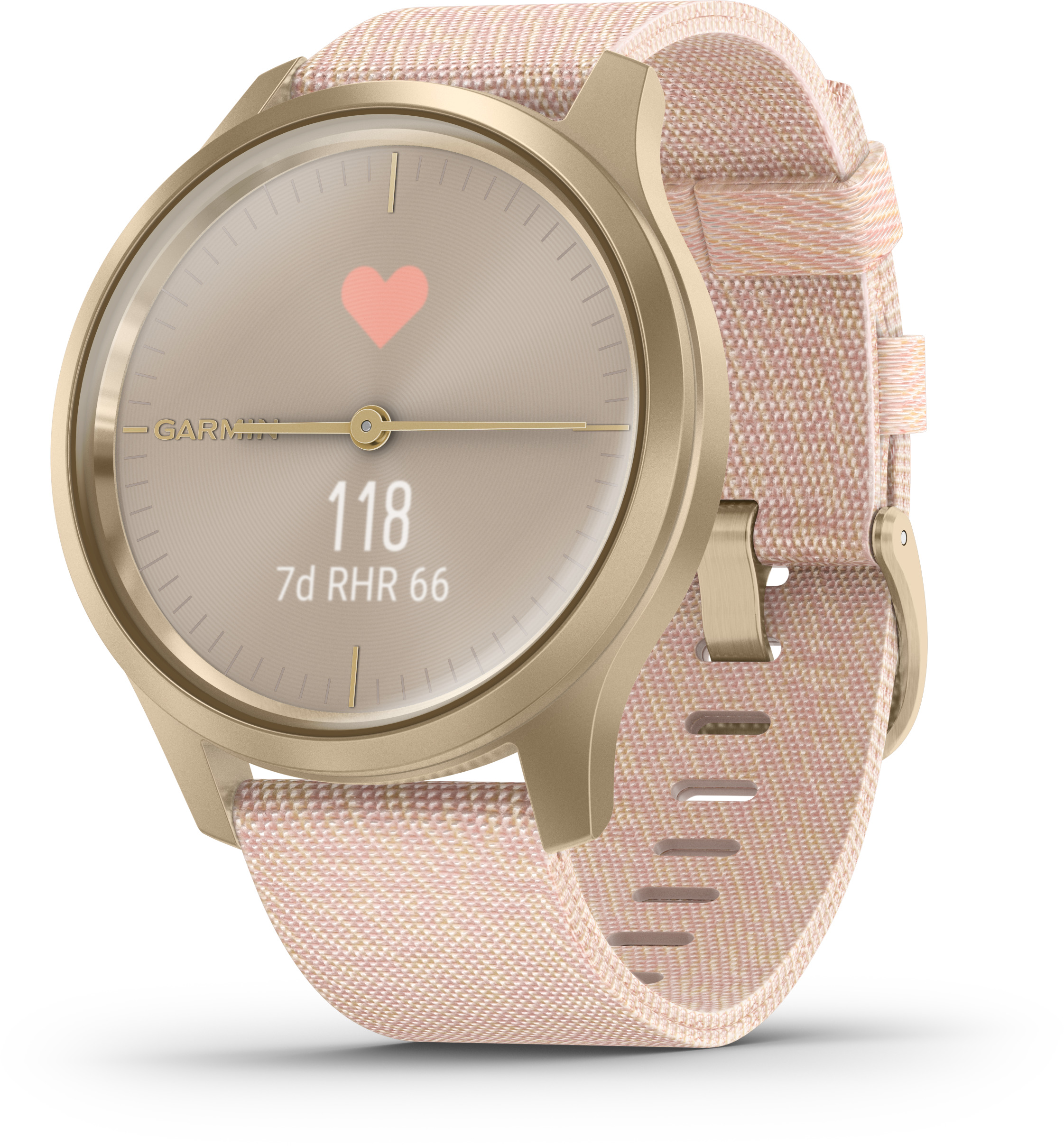 GARMIN Vivomove Style Smartwatch Aluminium Nylon, k.A., Weißgold/Rosa