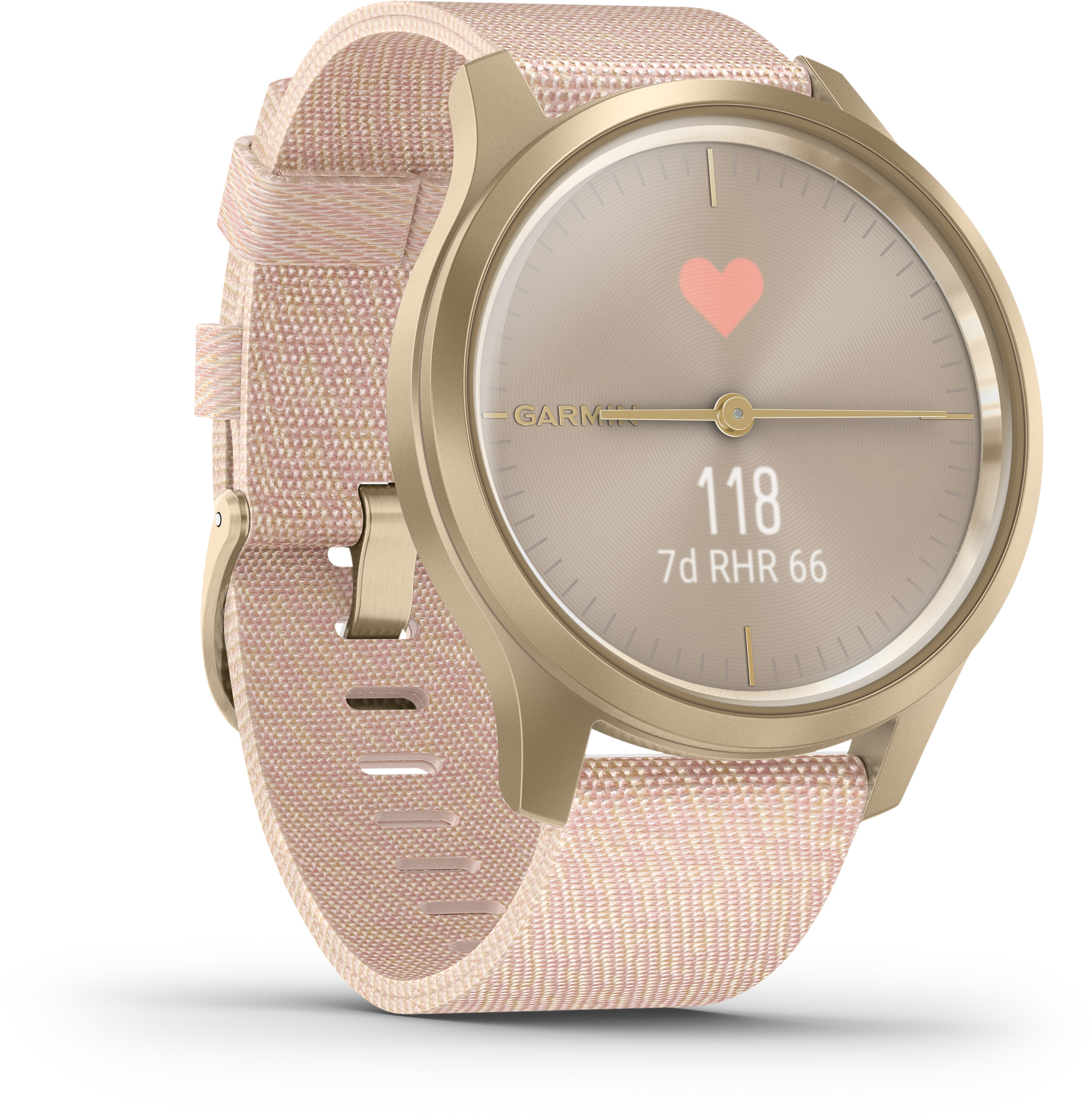GARMIN Vivomove Style Smartwatch Aluminium Nylon, k.A., Weißgold/Rosa