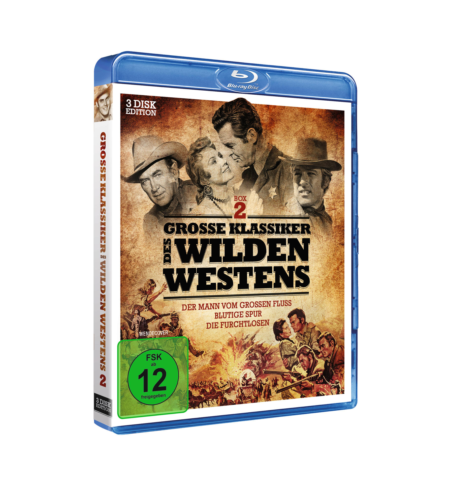 Blu-ray-Box mit Filmplakat. Das Poster zeigt Cowboys und einen Filmtitel auf Deutsch.