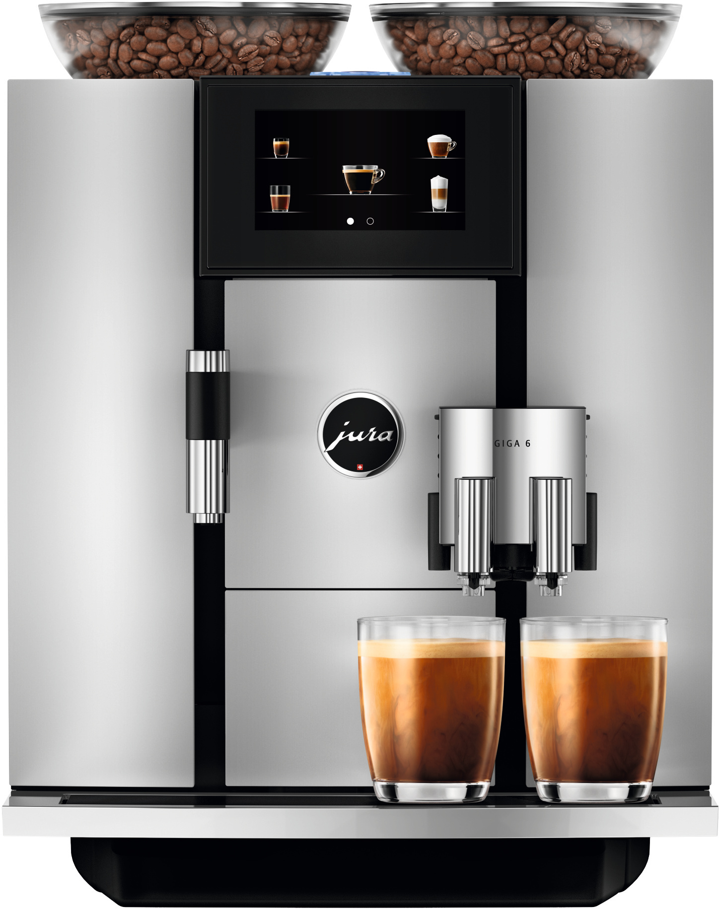 JURA Kaffeemaschine GIGA 6 Kaffeevollautomat (Aluminium, 2 elektronisch verstellbare Keramikscheibenmahlwerke mit Automatic Grinder Adjustment (A.G.A.), 15 bar, externer Milchbehälter)