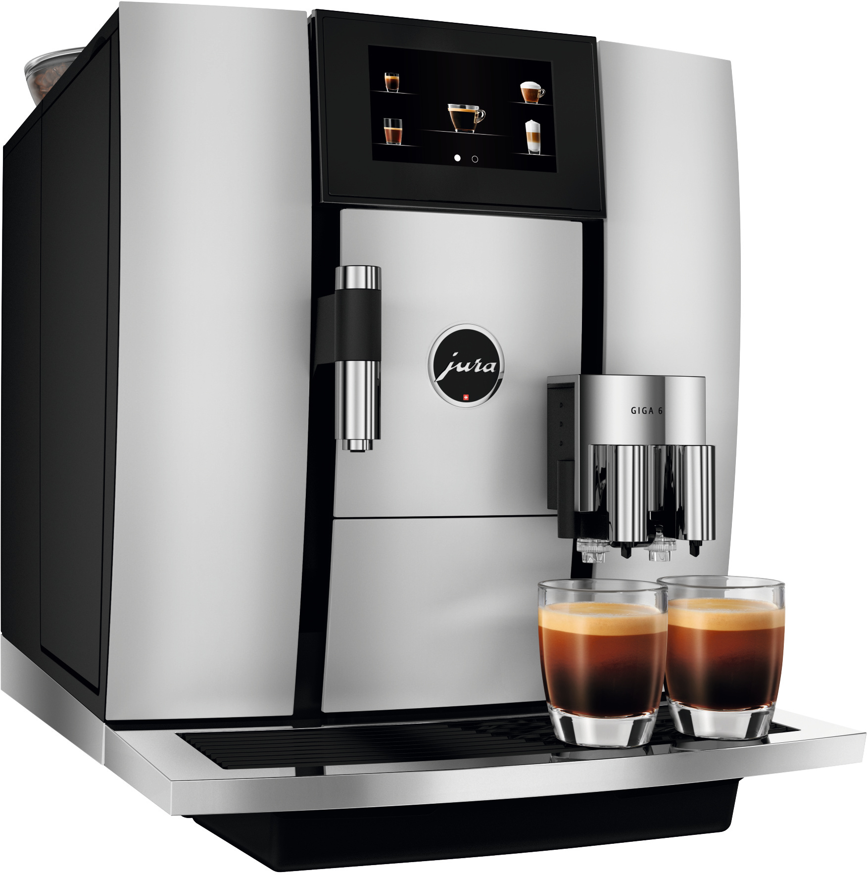 JURA Kaffeemaschine GIGA 6 Kaffeevollautomat (Aluminium, 2 elektronisch verstellbare Keramikscheibenmahlwerke mit Automatic Grinder Adjustment (A.G.A.), 15 bar, externer Milchbehälter)