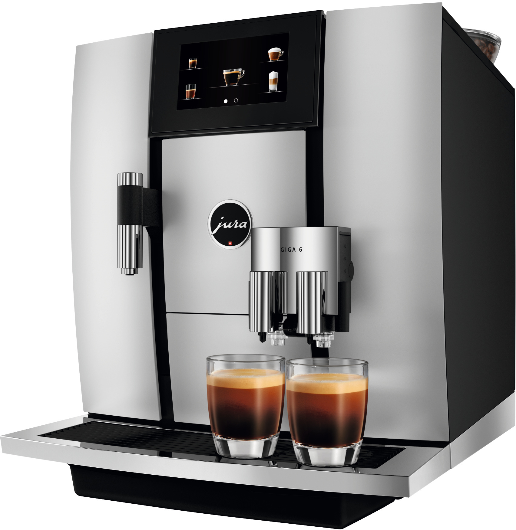 JURA Kaffeemaschine GIGA 6 Kaffeevollautomat (Aluminium, 2 elektronisch verstellbare Keramikscheibenmahlwerke mit Automatic Grinder Adjustment (A.G.A.), 15 bar, externer Milchbehälter)