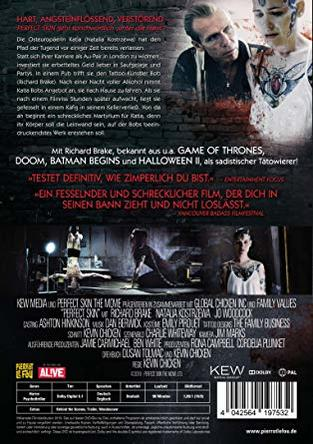 Rückseite einer Film-DVD: Perfect Skin, mit Text und Schauspielern.