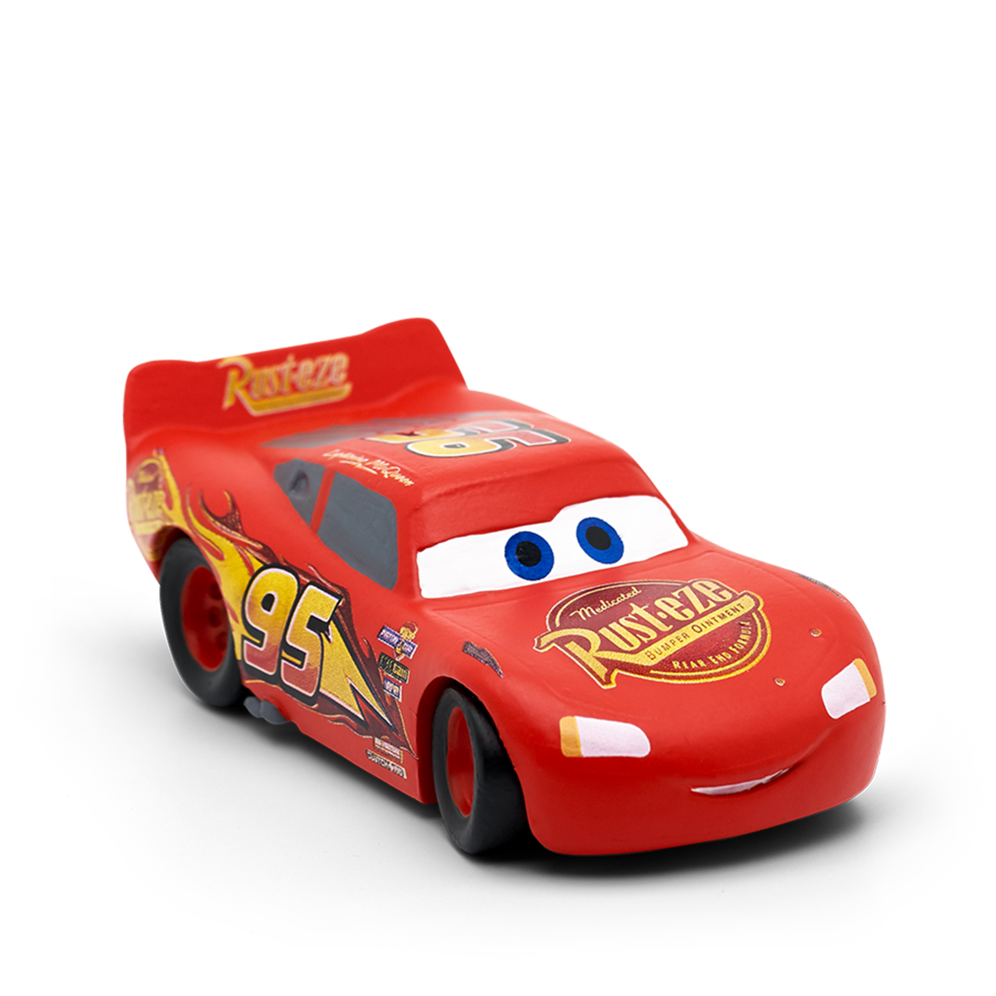 Rotes Spielzeugauto, Lightning McQueen aus Cars, mit der Nummer 95 an der Seite.