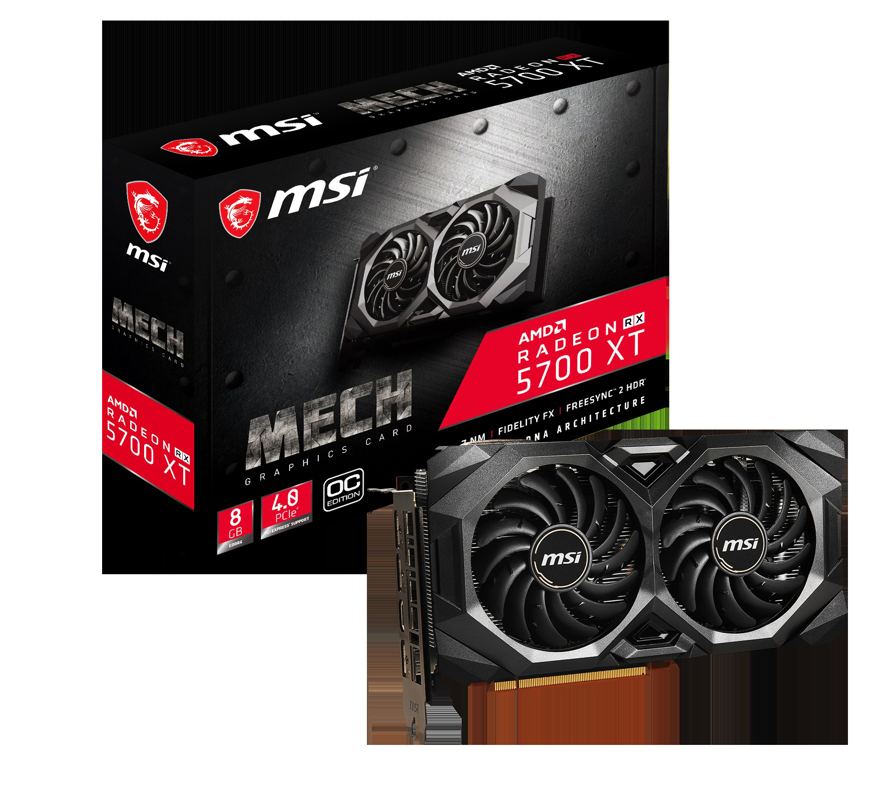 MSI Radeon™ RX 5700 XT Mech OC 8GB (V381-003R) (AMD, Grafikkarte)