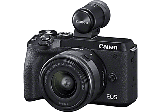 CANON Systemkamera EOS M6 Mark II schwarz mit Objektiv EF-M 15-45mm 3.5-6.3 IS STM + EVF-DC2