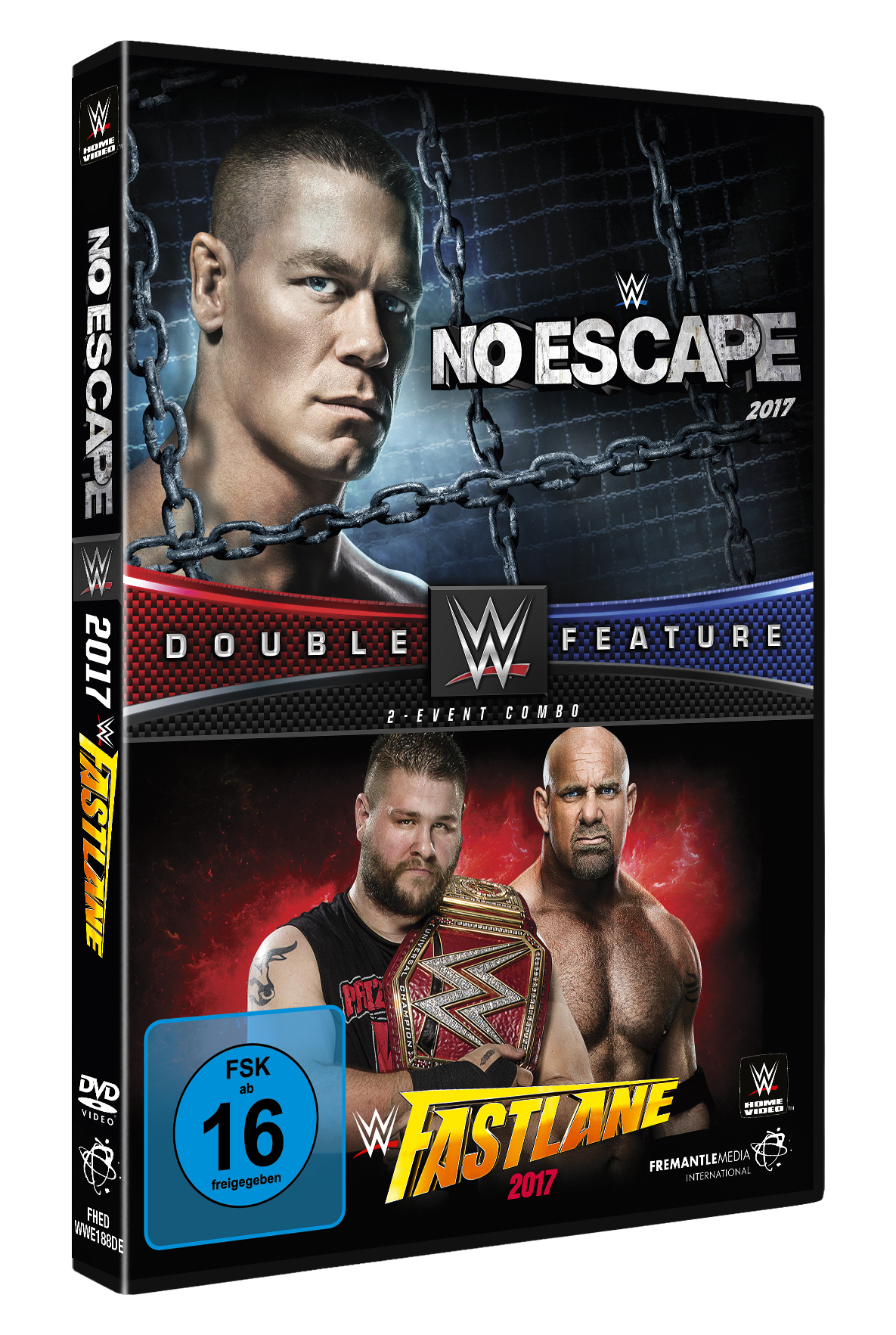 DVD-Hülle mit Wrestling-Motiv. Sie zeigt John Cena und Kevin Owens auf dem Cover.