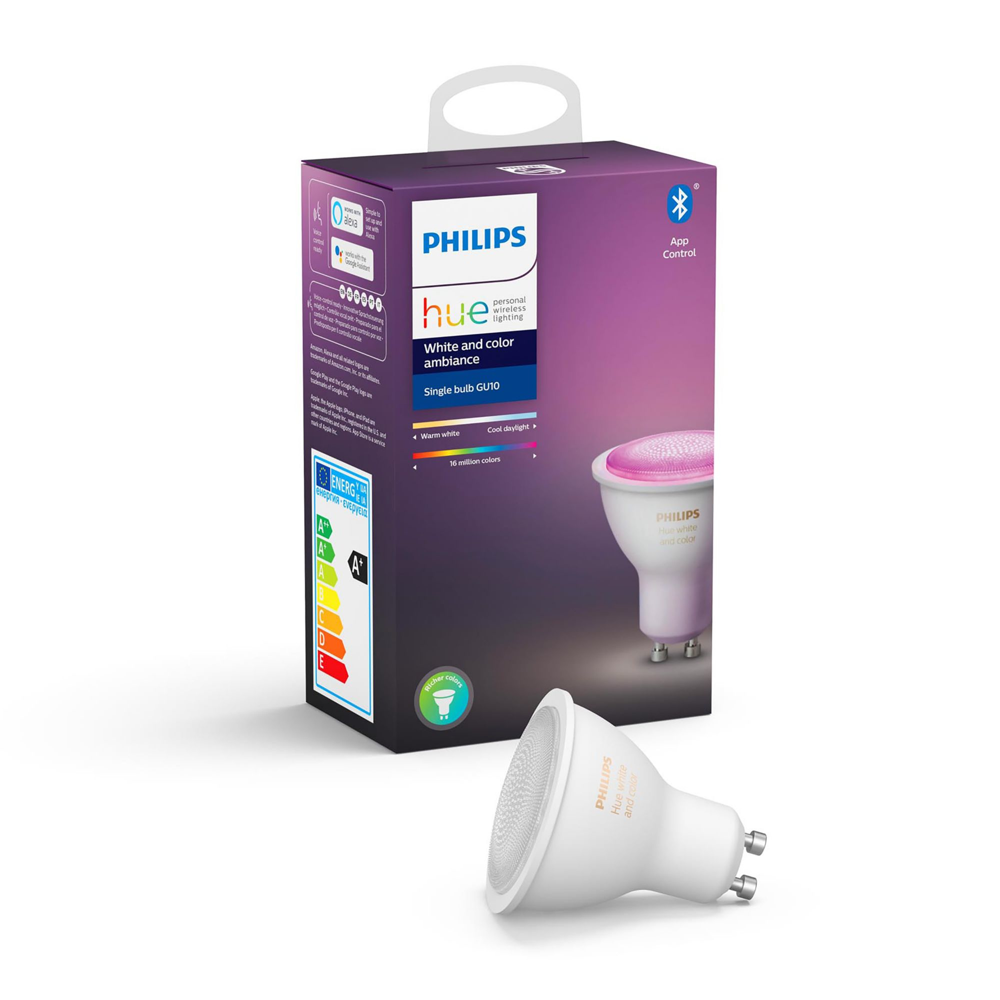 Philips Hue White and color ambiance bombilla led gu10 5.7w rgb inteligente ambiental con bluetooth luz blanca y compatible alexa google home 57
