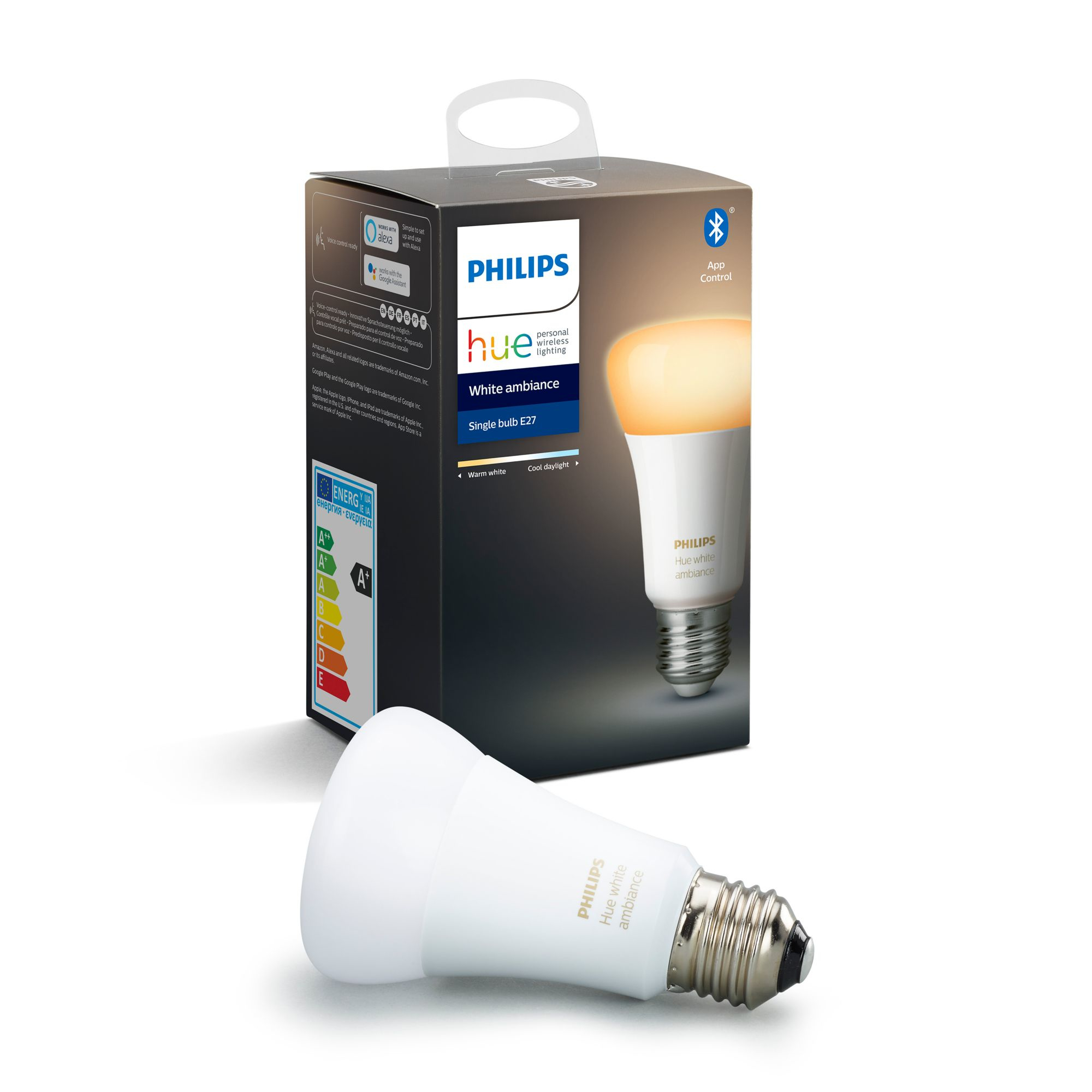 Bombilla Led Inteligente philips hue e27 ambiental blanco white ambiance 9w bluetooth luz con de compatible alexa y google