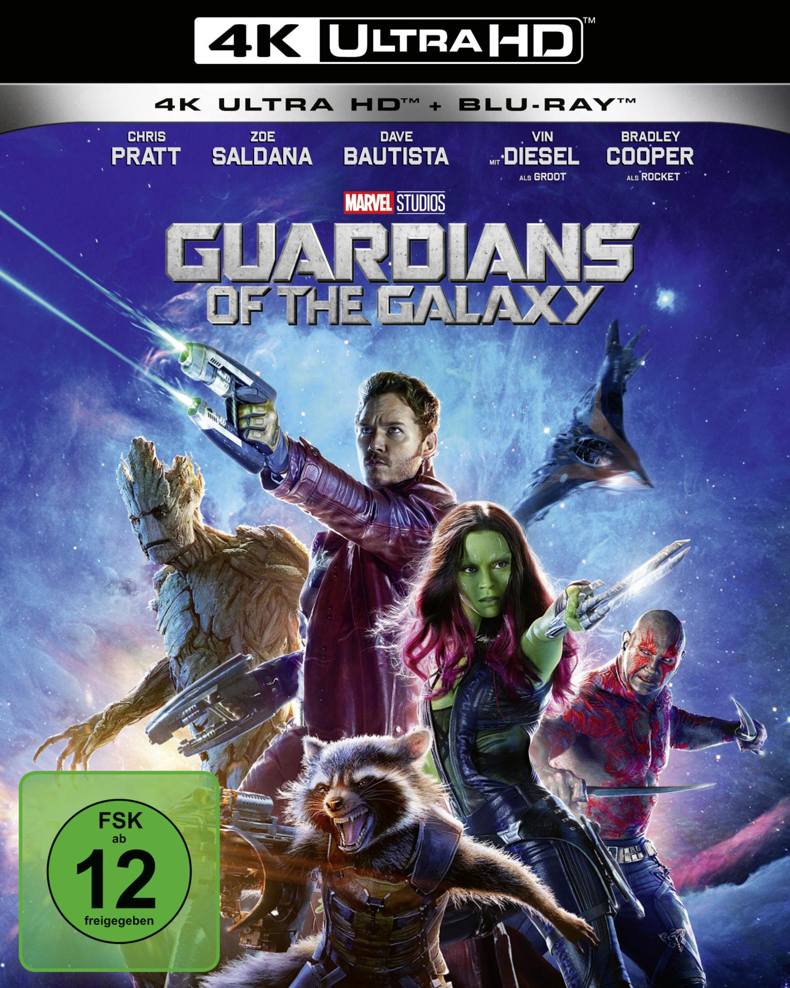 Filmcover mit Schauspielern und dem Titel „Guardians of the Galaxy“.