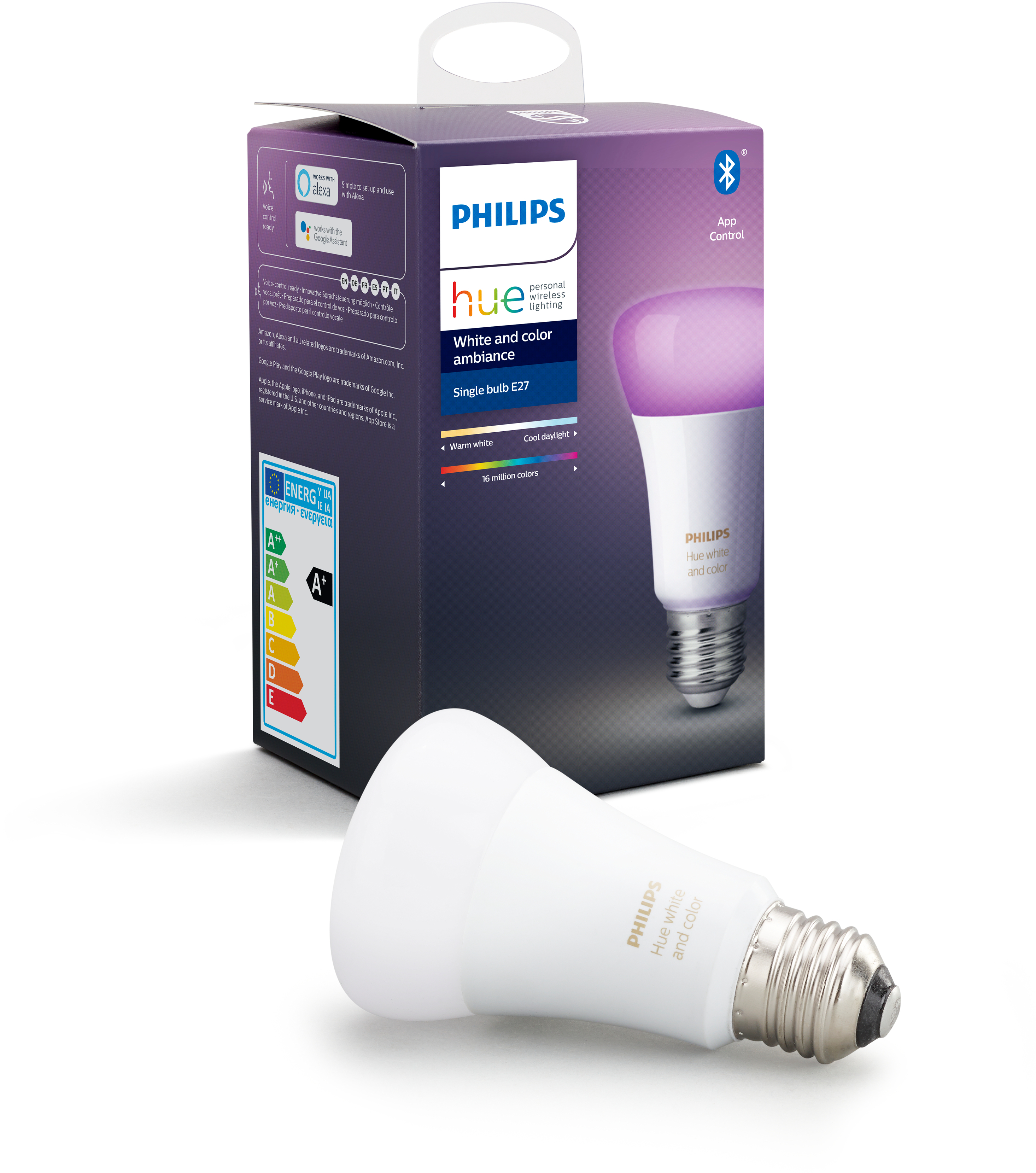PHILIPS Hue White & Col. Amb. E27 Einzelpack Bluetooth LED Lampe Mehrfarbig