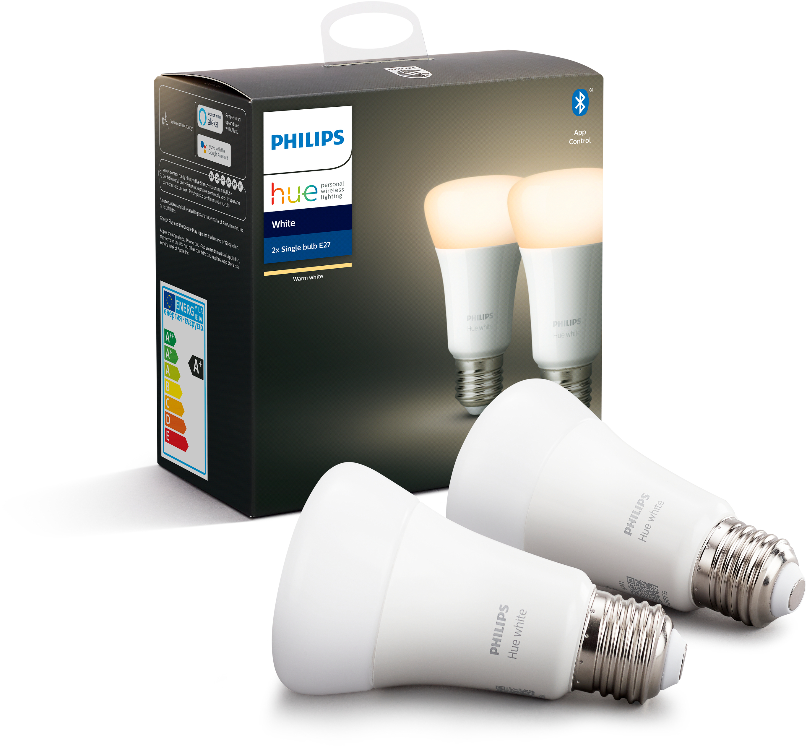 PHILIPS Hue White E27 Doppelpack Bluetooth LED Lampen Warmweiß