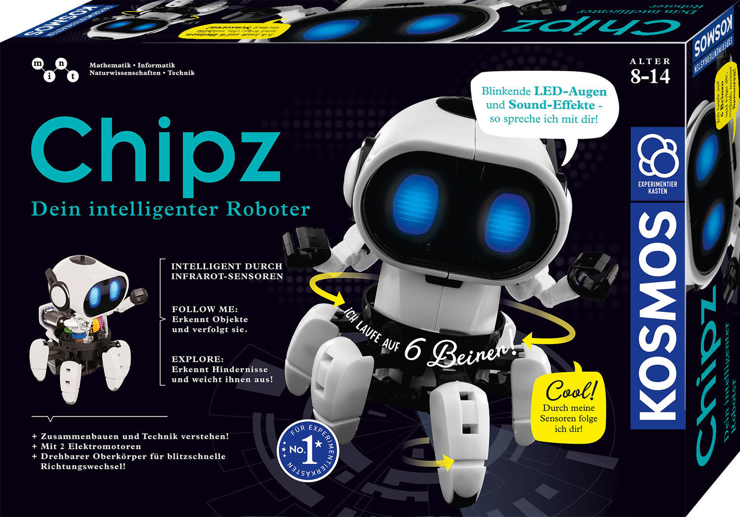 KOSMOS Chipz - Experimentierkasten, Roboter Mehrfarbig intelligenter Dein