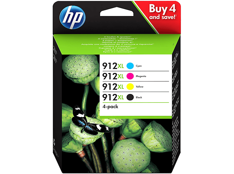 HP 912 XL Pack Zwart / Cyaan / Magenta / Geel  (3YL80AE#301)