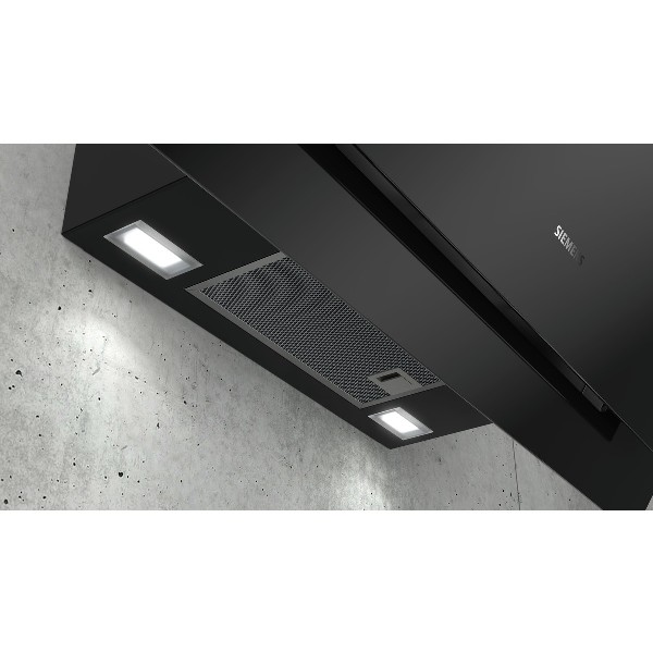 Campana decorativa - Siemens LC87KHM60, Decorativa, 4 velocidades, 260 W, 680 m³/h, 65 dB, Negro