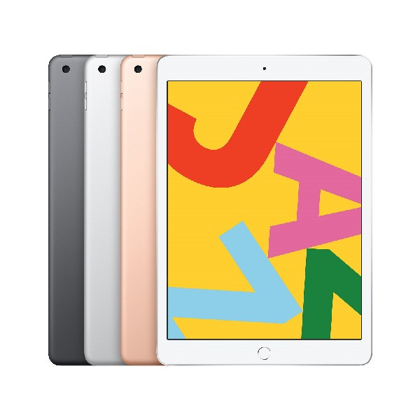 Tabletas en varios colores: gris, blanco, oro rosa y pantalla amarilla. Lado a lado.
