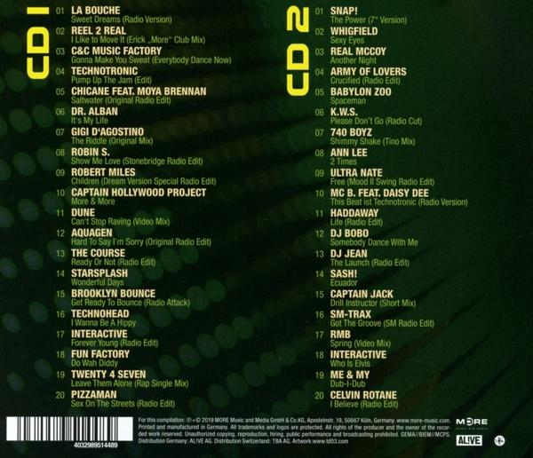 CD-Cover mit Songtiteln und verschiedenen Logos.