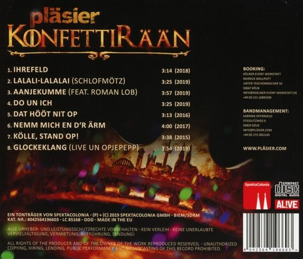 CD-Cover mit Text, Titelliste und buntem Stadtlandschaftshintergrund.