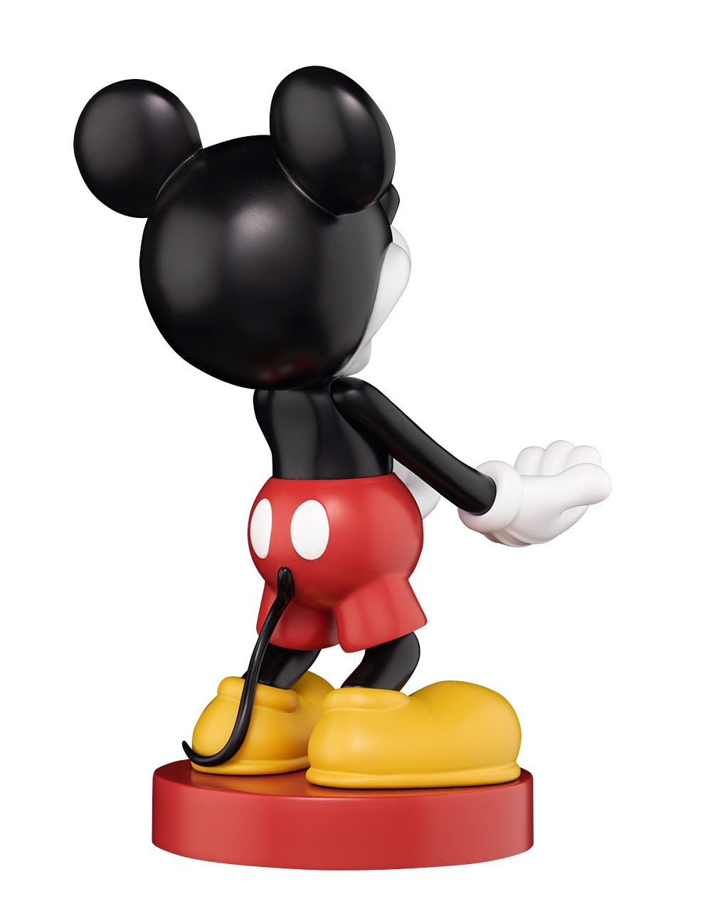 Mickey Mouse Figur mit roter Basis, trägt rote Shorts und gelbe Schuhe.