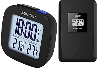 SENCOR SWS 2025 Hőmérő külső érzékelővel, ébresztő funkcióval, fehér háttérvilágítással, fekete
