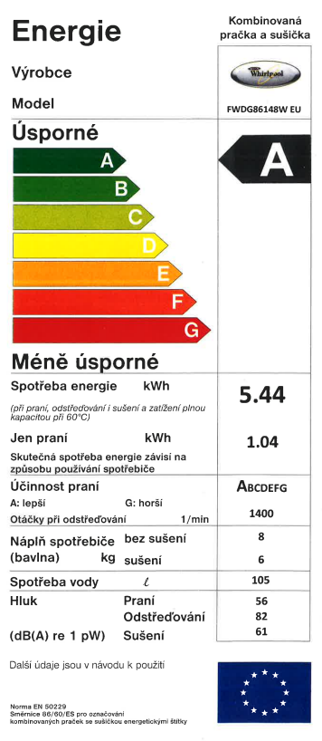 WHIRLPOOL FWDG86148W EU mosó- és szárítógép