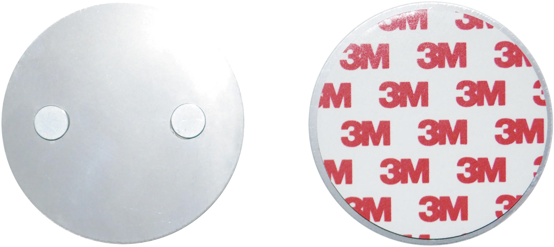 Witte kleefpads met twee kleine cirkels aan één kant en 3M-merk aan de andere kant.
