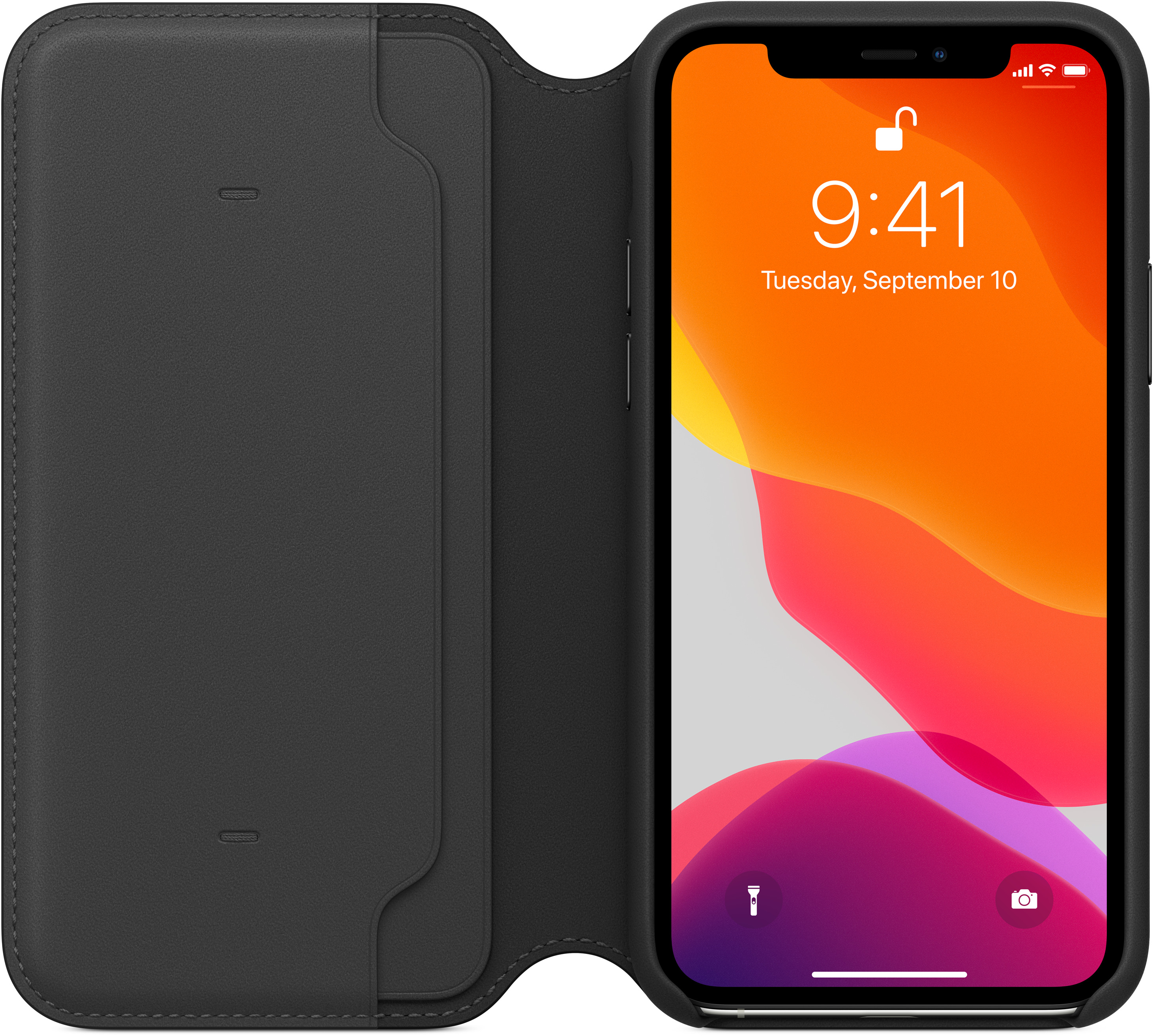APPLE Leather Folio, Bookcover, Apple, iPhone 11 Pro, Schwarz