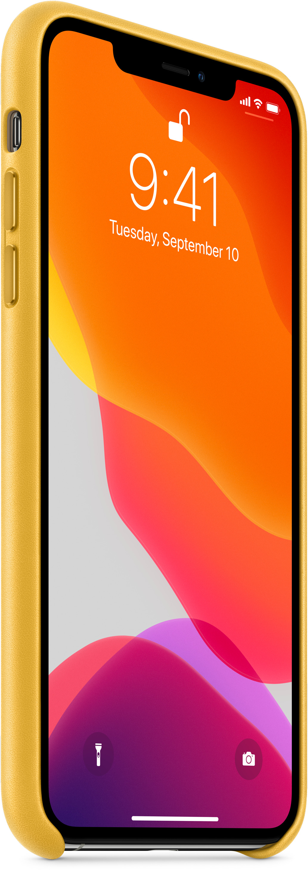 APPLE Leder Case in Meyer Lemon für iPhone 11 Pro Max (MX0A2ZM/A), für Apple iPhone 11 Pro Max, Gelb
