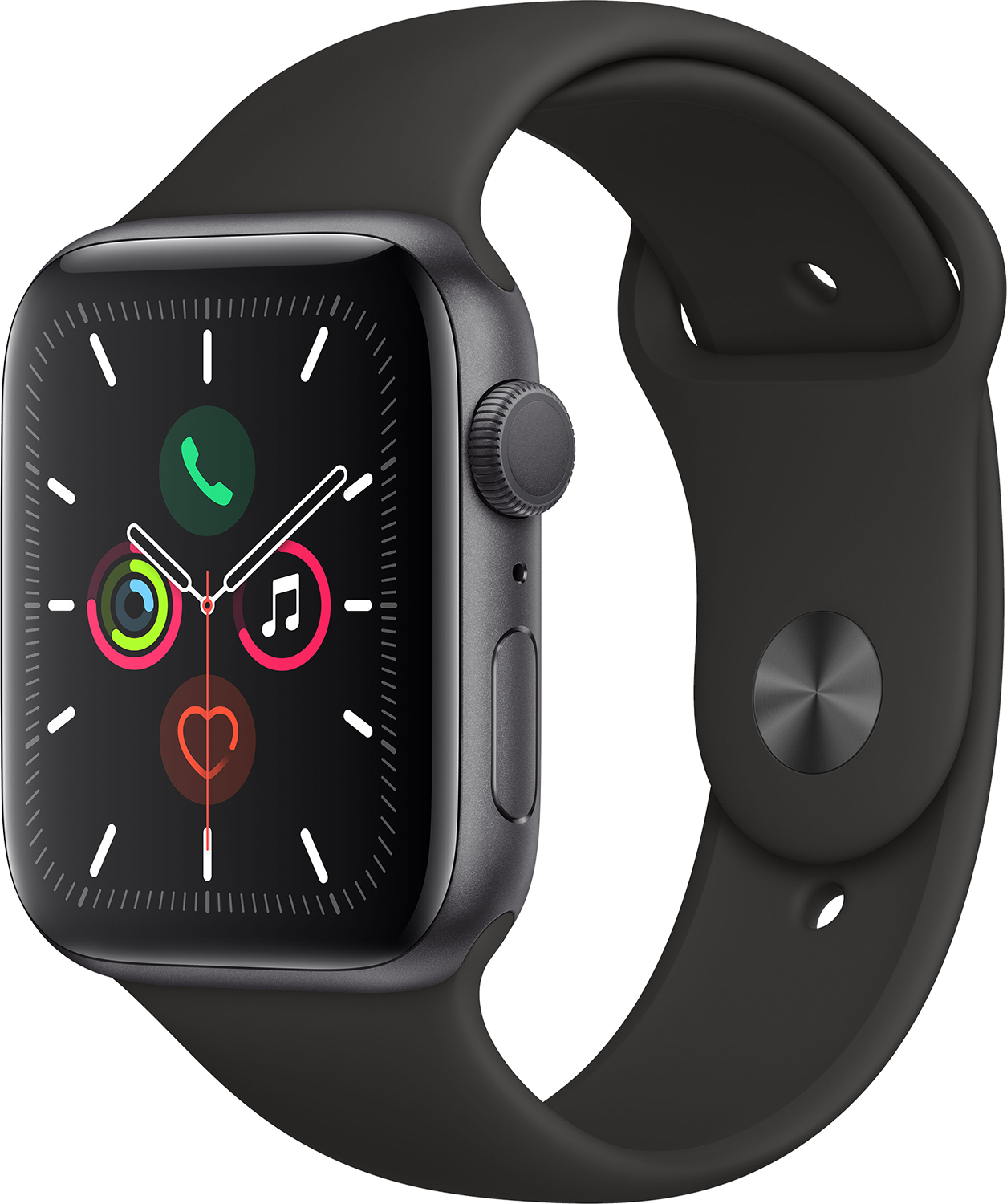 Apple Watch5 44㎜ APPLE Watch Series 5 44mm spacegrijs aluminium / zwarte sportband
