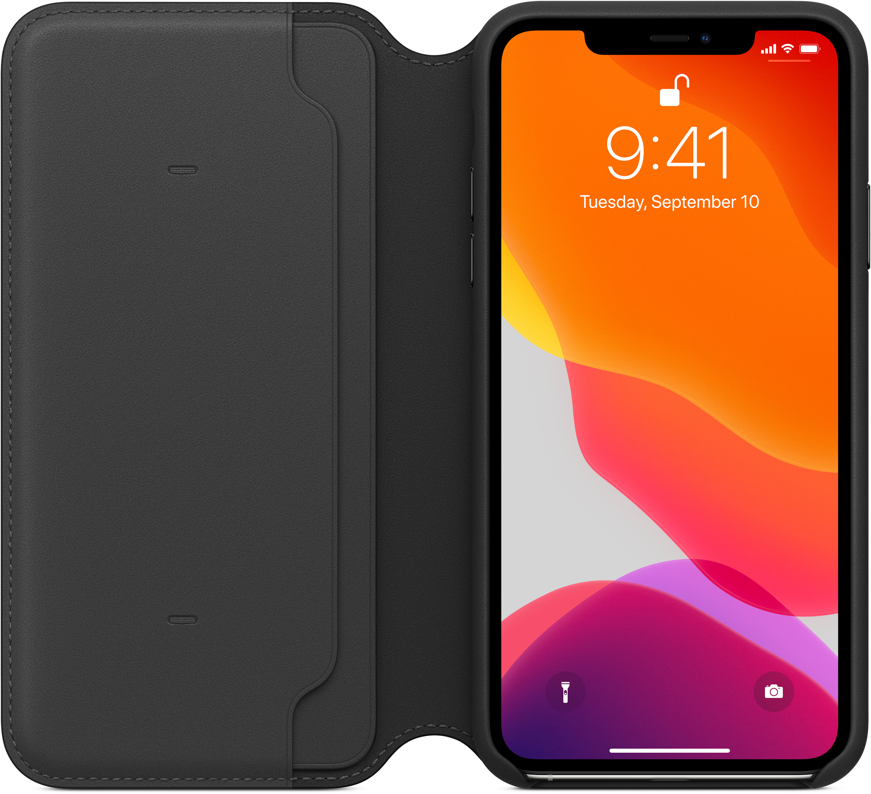 APPLE Leather Folio, Bookcover, Apple, iPhone 11 Pro Max, Schwarz
