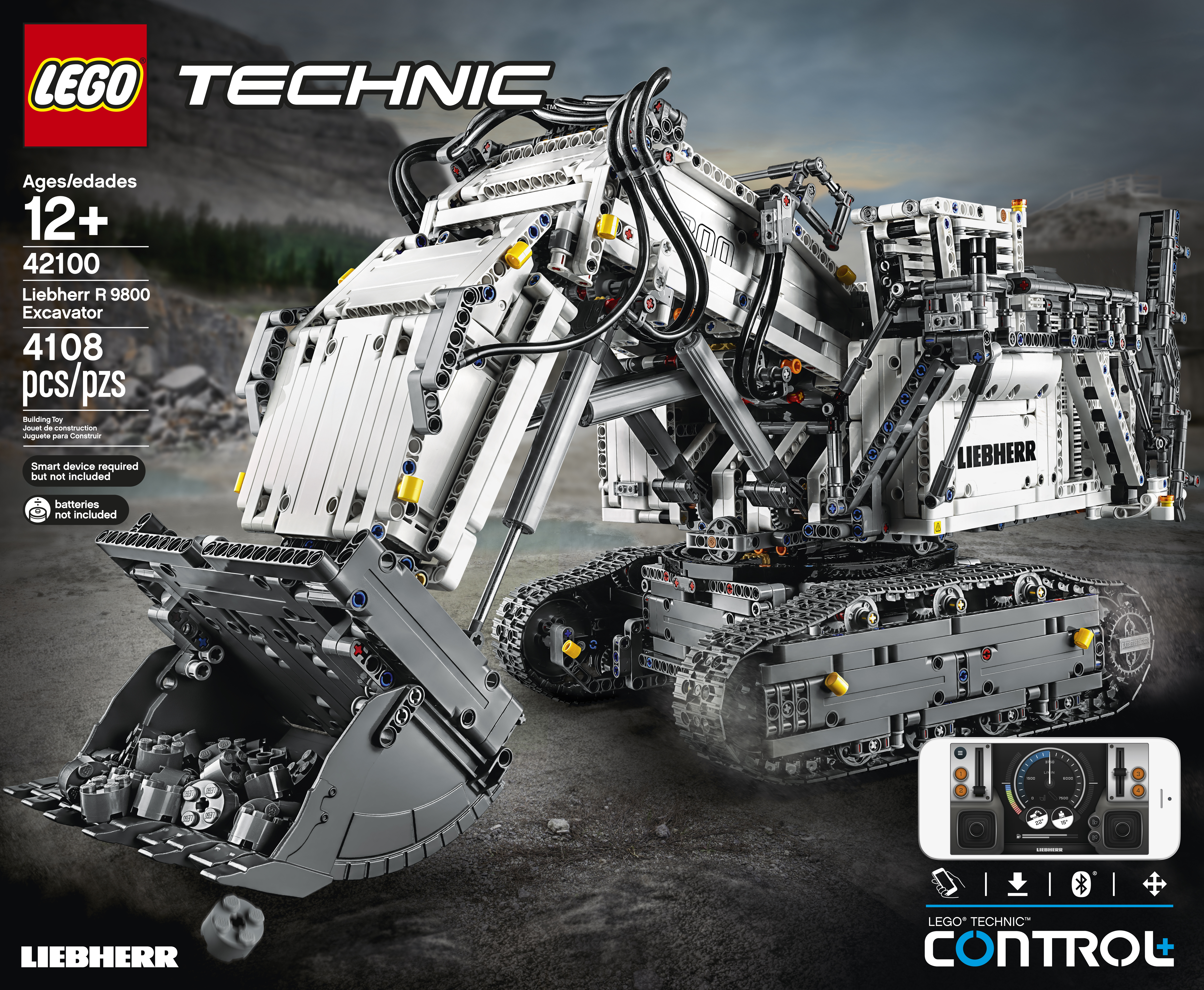 LEGO 42100 Liebherr Bagger R 9800 Bausatz, Mehrfarbig