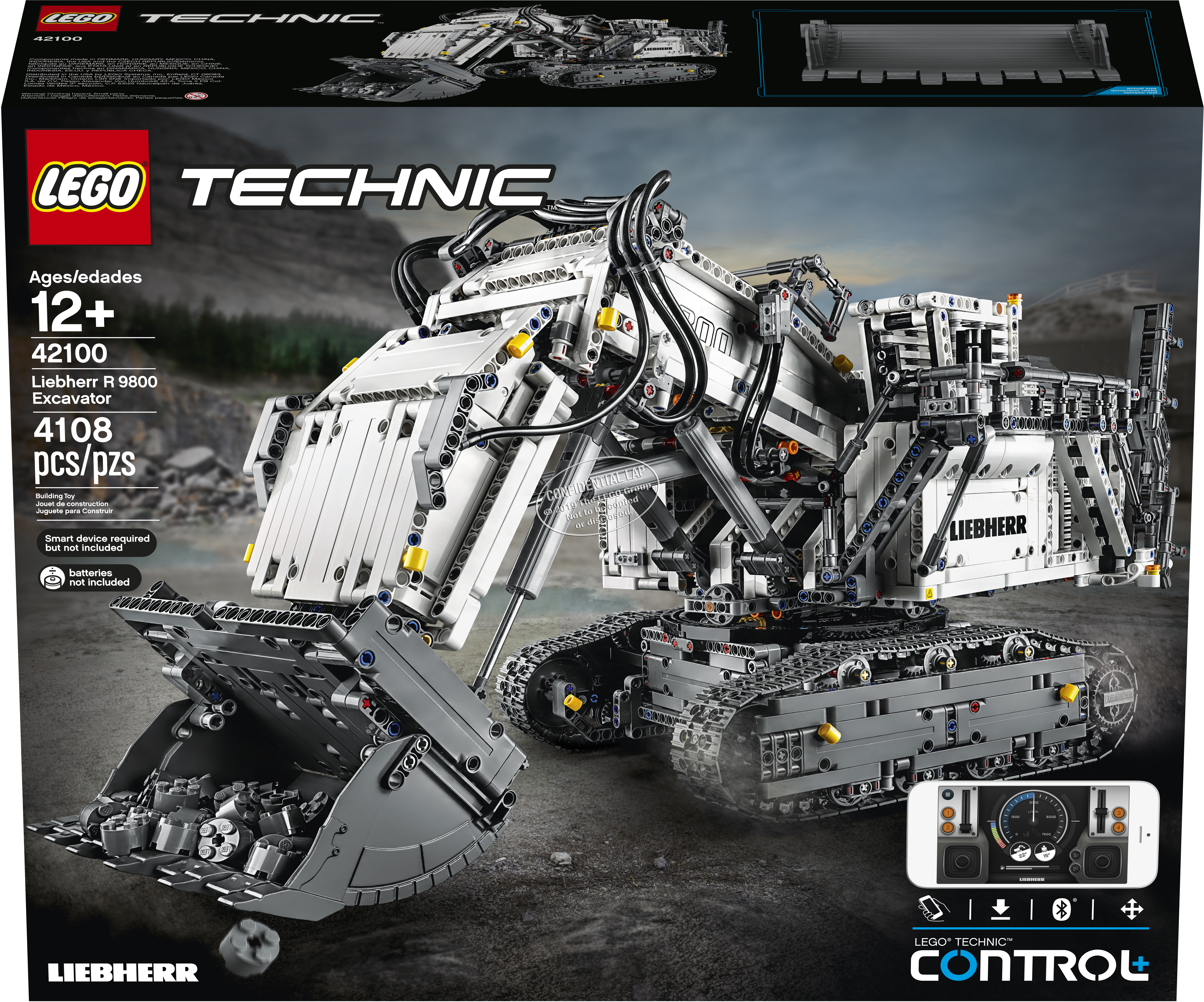 LEGO 42100 Liebherr Bagger R 9800 Bausatz, Mehrfarbig
