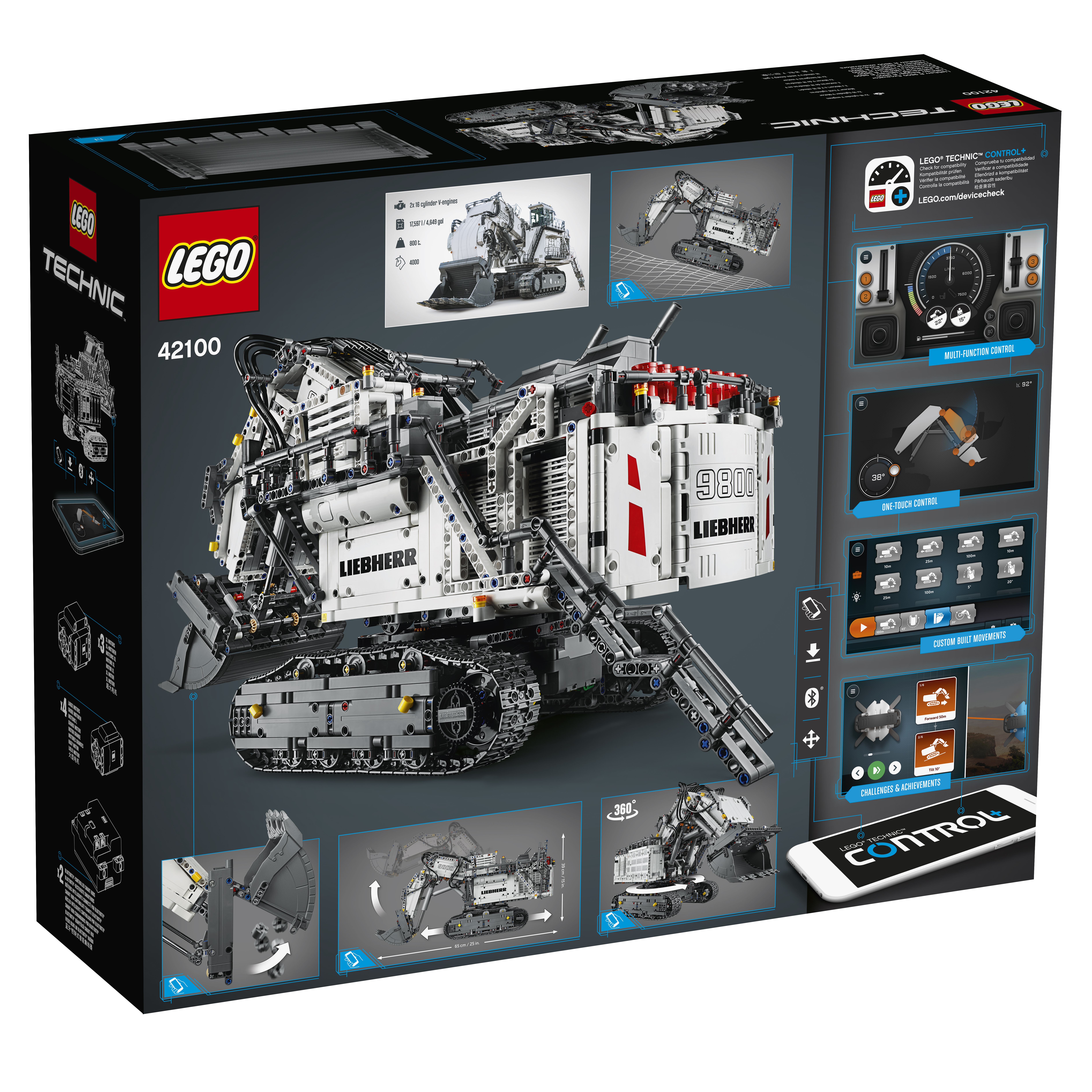 LEGO 42100 Liebherr Bagger R 9800 Bausatz, Mehrfarbig