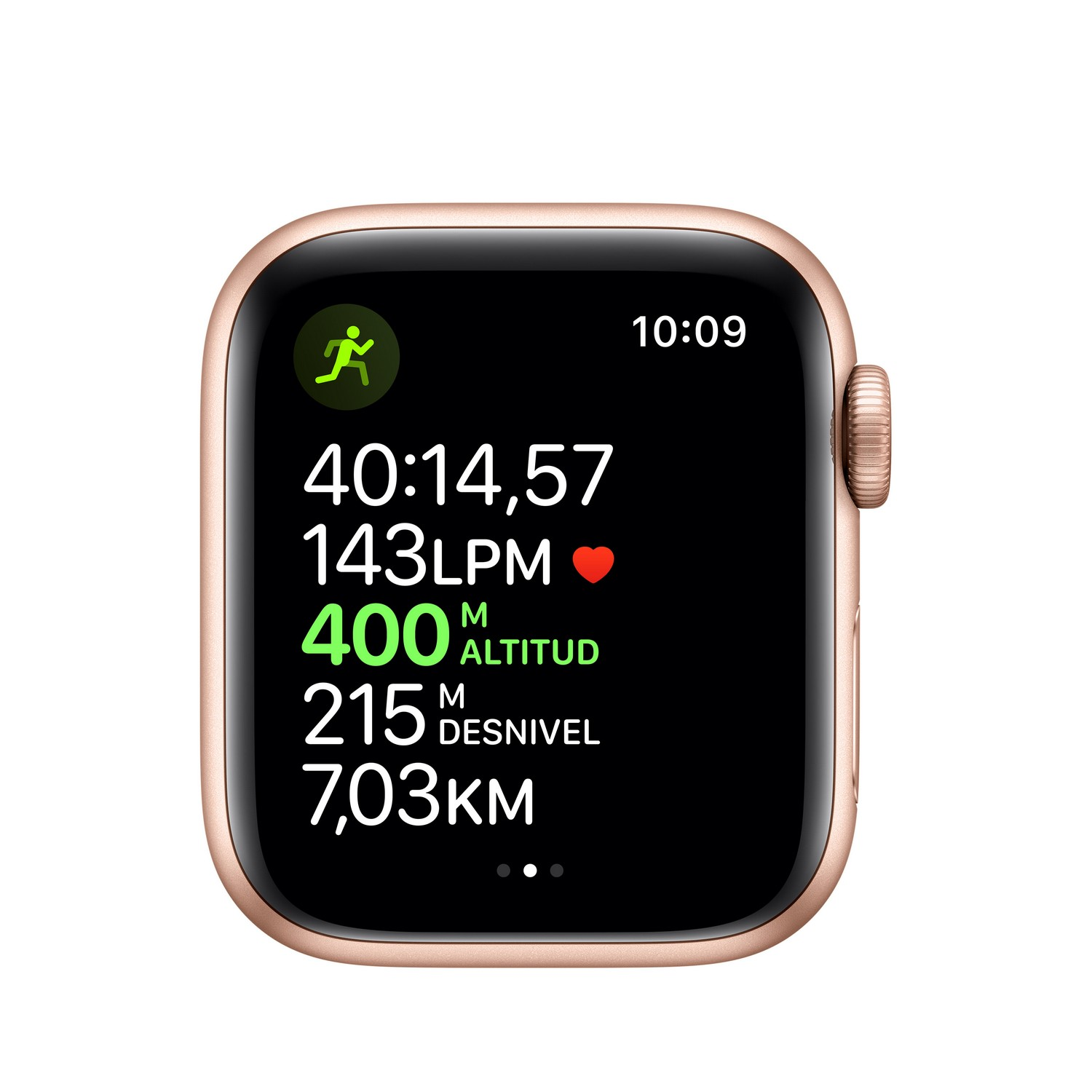 Apple Watch Series 5, Chip W3, 40 mm, GPS, Caja aluminio oro, Correa deportiva rosa arena