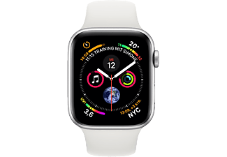 APPLE Watch Series 4 (GPS + Cellular) 44mm - Smartwatch (140-210 mm, Kunststoff, Armband: Weiß, Gehäuse: Silber)