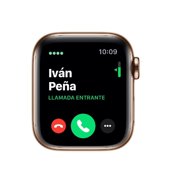 Apple Watch Series 5, Chip W3, 40 mm, GPS + Cellular, Caja acero inoxidable oro, Correa deportiva piedra