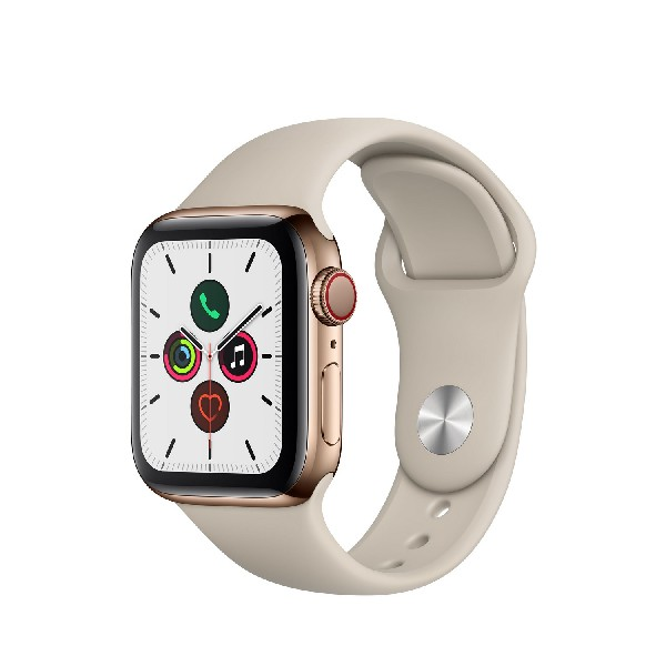 Apple Watch Series 5 Chip W3 44 mm GPS Cellular Caja acero inoxidable oro Correa deportiva piedra