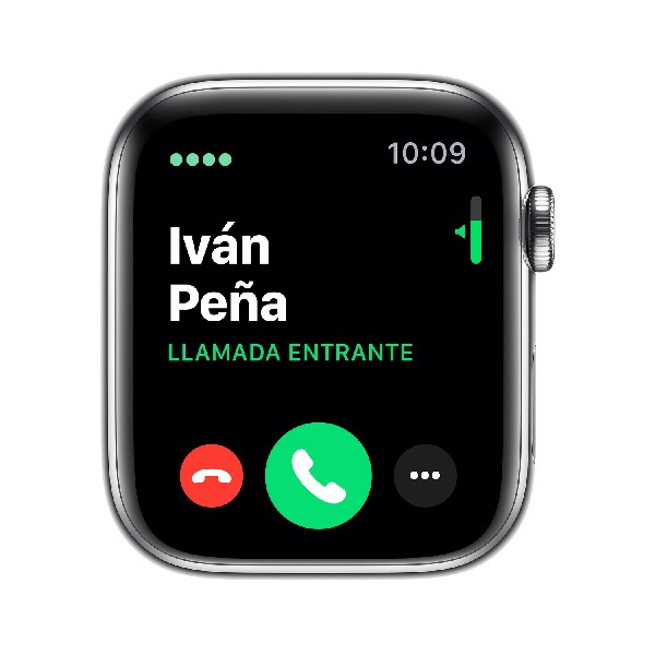 Apple Watch Series 5, Chip W3, 44 mm, GPS + Cellular, Caja acero inoxidable plata, Correa deportiva blanca