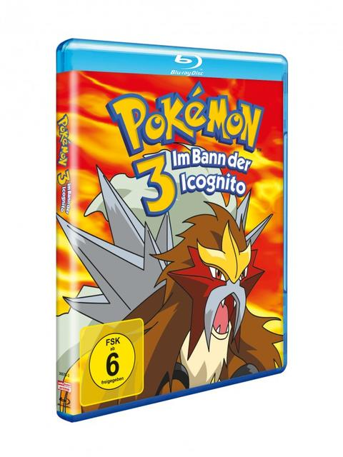 Der Blu-ray-Cover zeigt den Titel „Pokémon 3“ auf Deutsch, mit einer Charakterillustration.
