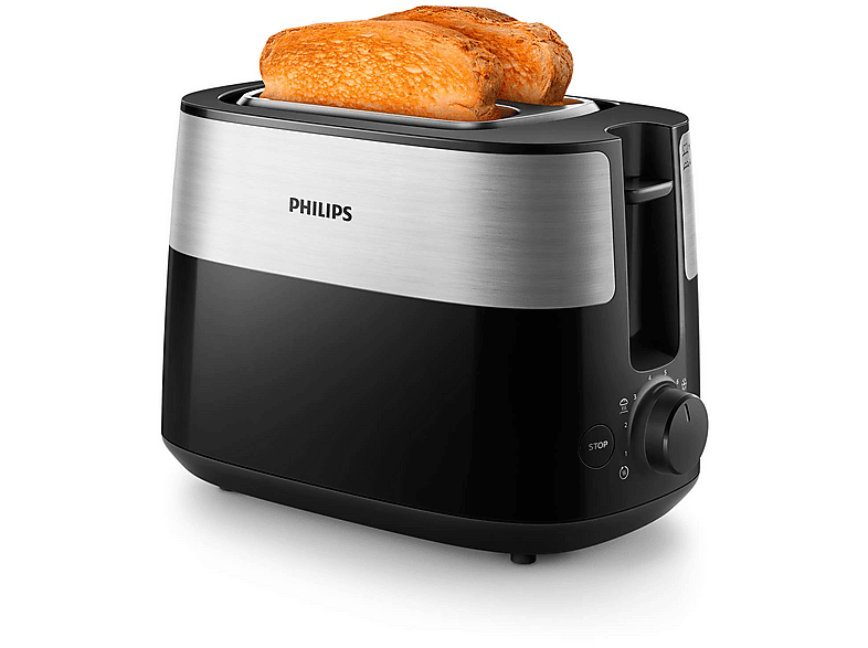 Philips HD2516/90 Toaster (Schwarz, Edelstahl, 830 Watt, Schlitze: 2) — Foto 3 von 5