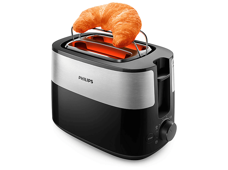 Philips HD2516/90 Toaster (Schwarz, Edelstahl, 830 Watt, Schlitze: 2) — Foto 4 von 5